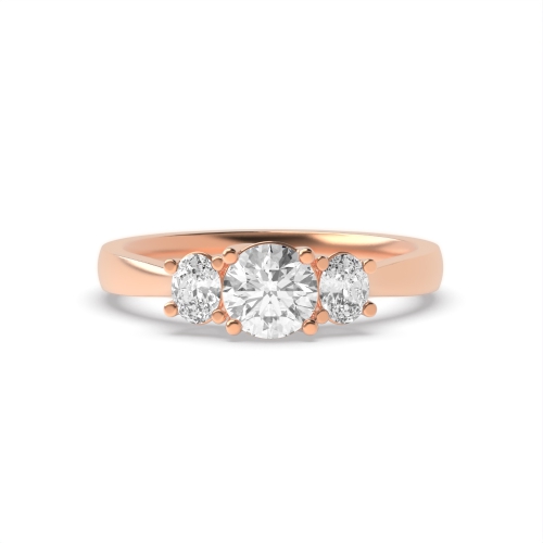 4 Prong Oval/Round Rose Gold Royale triad Trilogy Diamond Rings