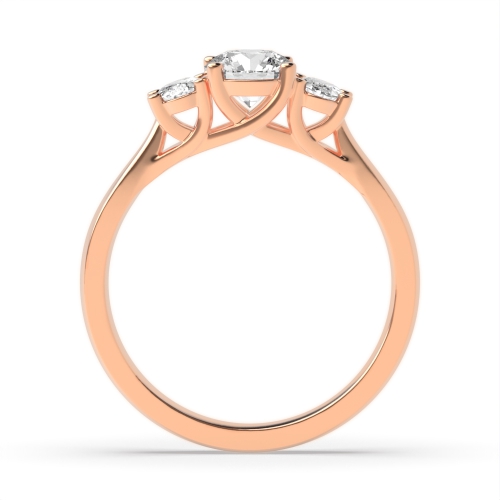 4 Prong Oval/Round Rose Gold Royale triad Trilogy Diamond Rings