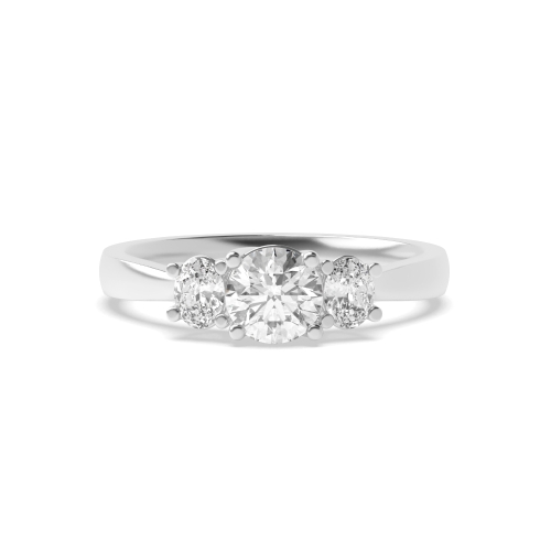 4 Prong Oval/Round Royale triad Lab Grown Trilogy Diamond Rings