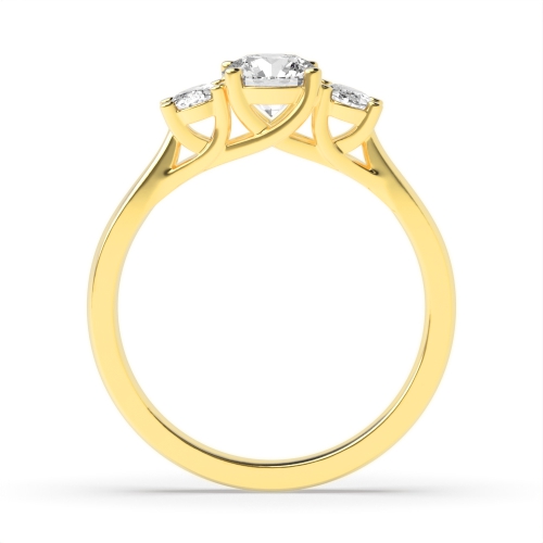 4 Prong Oval/Round Yellow Gold Royale triad Trilogy Diamond Rings