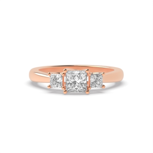 4 Prong Princess Rose Gold Regal triad Trilogy Diamond Rings