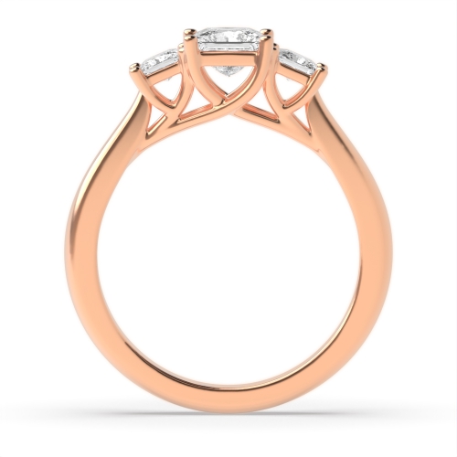 4 Prong Princess Rose Gold Regal triad Trilogy Diamond Rings
