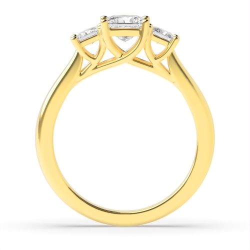 4 Prong Princess Yellow Gold Regal triad Trilogy Diamond Rings