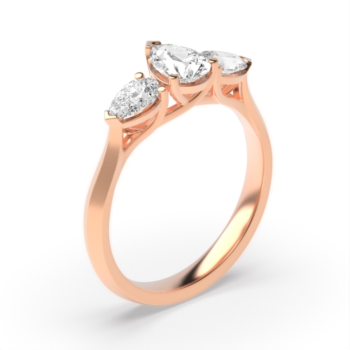 Prong Pear Rose Gold Trilogy Diamond Rings