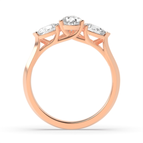 Prong Pear Rose Gold Trilogy Diamond Rings