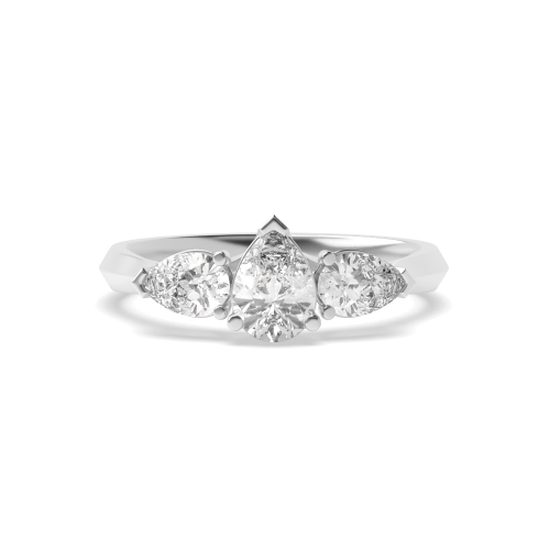 Prong Pear Lab Grown Trilogy Diamond Rings
