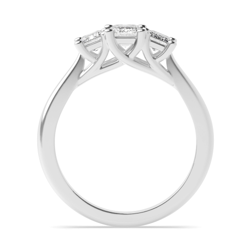 4 Prong Emerald Lab Grown Trilogy Diamond Rings