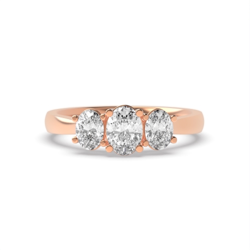 4 Prong Oval Rose Gold Trilogy Diamond Rings