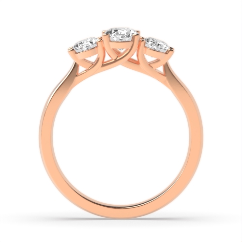 4 Prong Oval Rose Gold Trilogy Diamond Rings