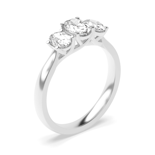 4 Prong Oval Lab Grown Trilogy Diamond Rings