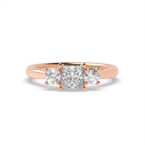 4 Prong Princess/Round Rose Gold Opulence Trilogy Diamond Rings