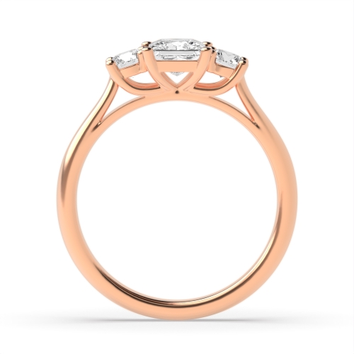 4 Prong Princess/Round Rose Gold Opulence Trilogy Diamond Rings