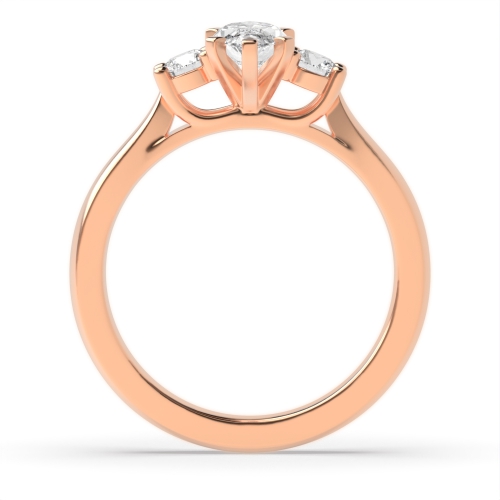 6 Prong Marquise/Round Rose Gold Trilogy Engagement Rings