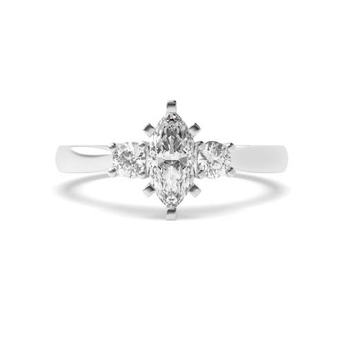 6 Prong Marquise/Round Trilogy Diamond Ring