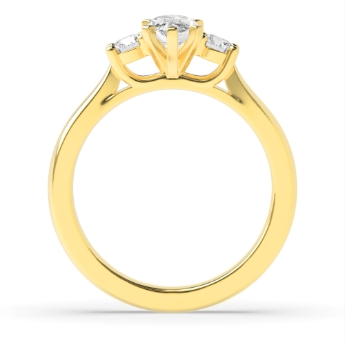 6 Prong Marquise/Round Yellow Gold Engagement Rings