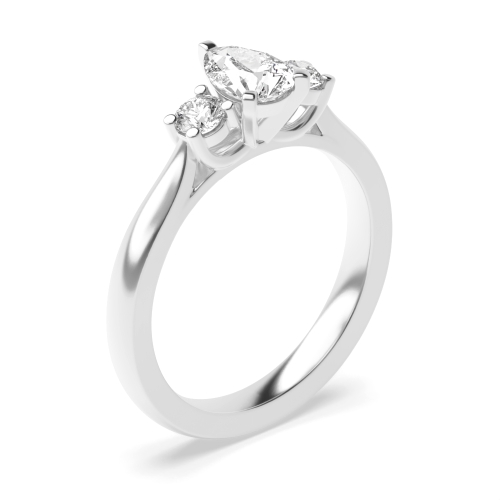 Unique Pear And Round Cut Diamond Trilogy Engagement Ring