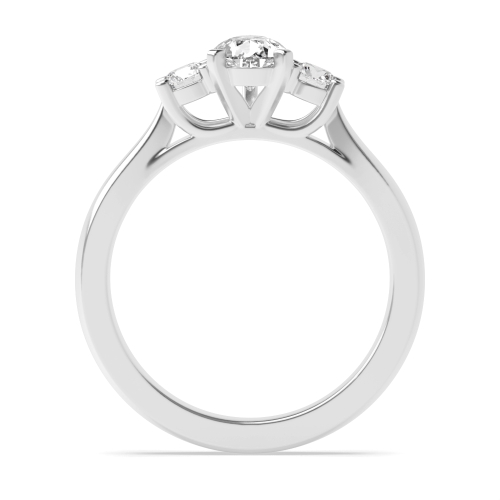 3 Prong Round/Pear unique Trilogy Diamond Ring