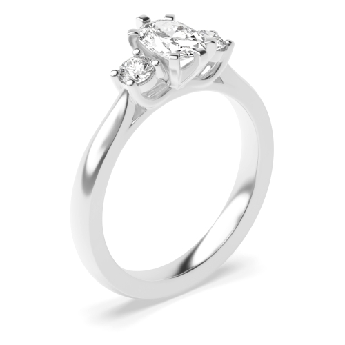 unique oval and round cut diamond trilogy engagement rings for women