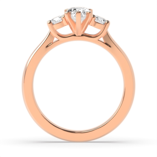 6 Prong Oval/Round Rose Gold Spark Trilogy Diamond Rings
