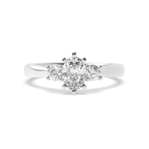 6 Prong Oval/Round Spark Moissanite Diamond Rings