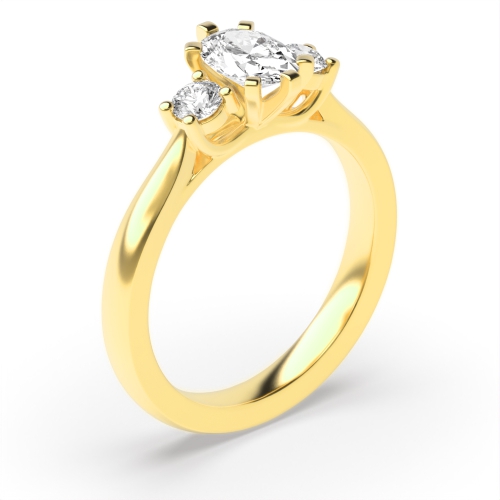 6 Prong Oval/Round Yellow Gold Spark Diamond Rings
