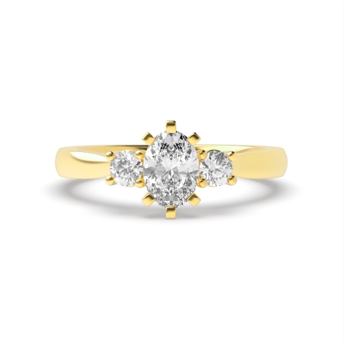 6 Prong Oval/Round Yellow Gold Spark Diamond Rings