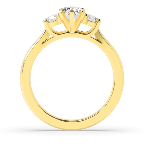 6 Prong Oval/Round Yellow Gold Spark Diamond Rings