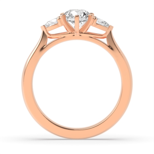 6 Prong Round/Pear Rose Gold Trilogy Diamond Rings