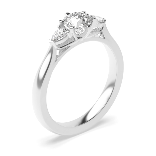 6 Prong Round/Pear Lab Grown Trilogy Diamond Rings