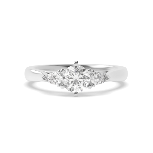 6 Prong Round/Pear Lab Grown Trilogy Diamond Rings