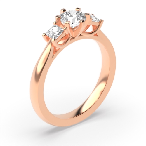 6 Prong Princess/Round Rose Gold Trilogy Diamond Rings