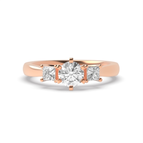 6 Prong Princess/Round Rose Gold Trilogy Diamond Rings