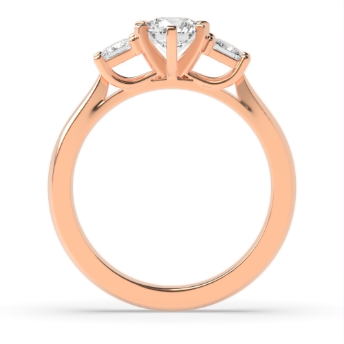 6 Prong Princess/Round Rose Gold Trilogy Diamond Rings