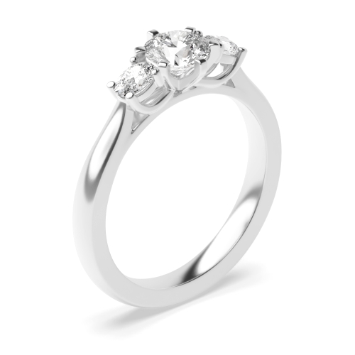 unique round and oval cut diamond trilogy engagement rings for women
