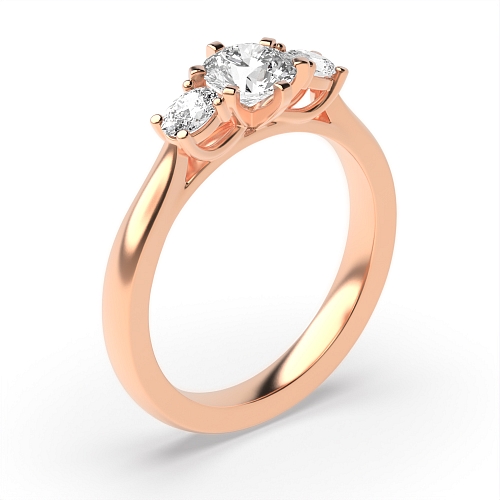 6 Prong Oval/Round Rose Gold Sterling Trilogy Diamond Rings