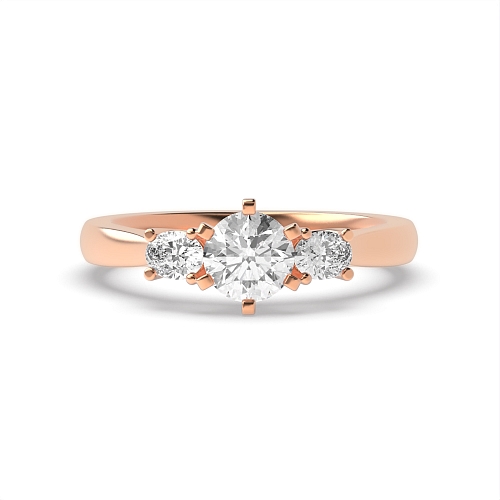 6 Prong Oval/Round Rose Gold Sterling Trilogy Diamond Rings
