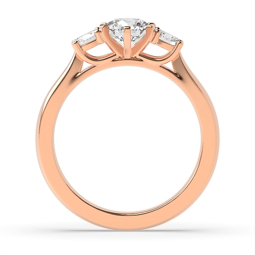 6 Prong Oval/Round Rose Gold Sterling Trilogy Diamond Rings