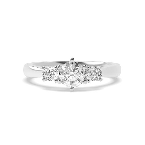 6 Prong Oval/Round Sterling Moissanite Diamond Rings