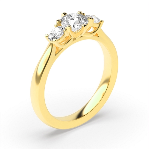6 Prong Oval/Round Yellow Gold Sterling Diamond Rings