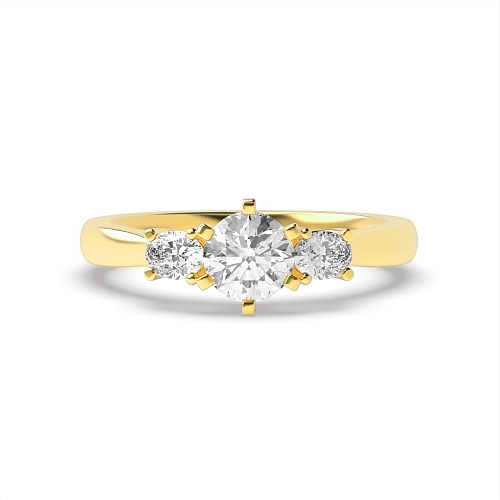 6 Prong Oval/Round Yellow Gold Sterling Diamond Rings