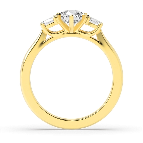 6 Prong Oval/Round Yellow Gold Sterling Diamond Rings