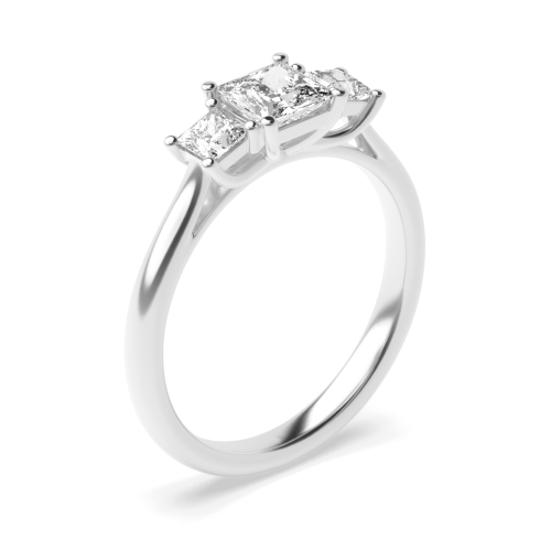 Unique Princess Cut Diamond Trilogy Engagement Rings For Women