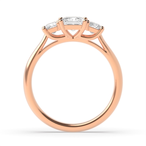 4 Prong Princess Rose Gold Unique Trilogy Diamond Rings