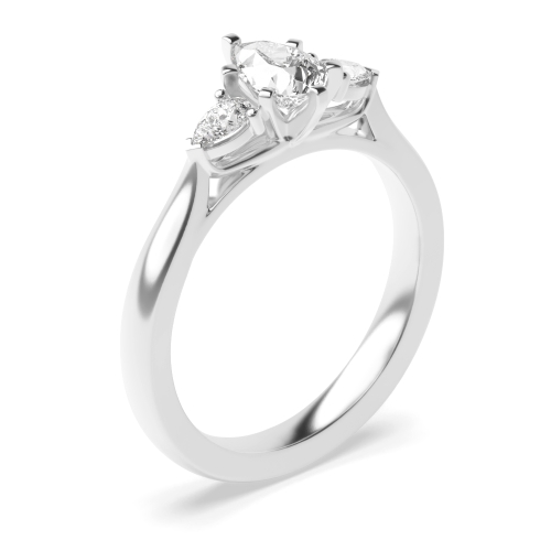 Unique Pear Cut Diamond Trilogy Engagement Rings For Women