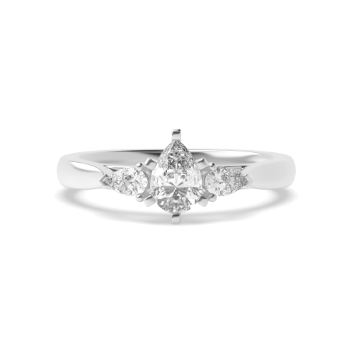 Prong Pear unique Trilogy Diamond Ring