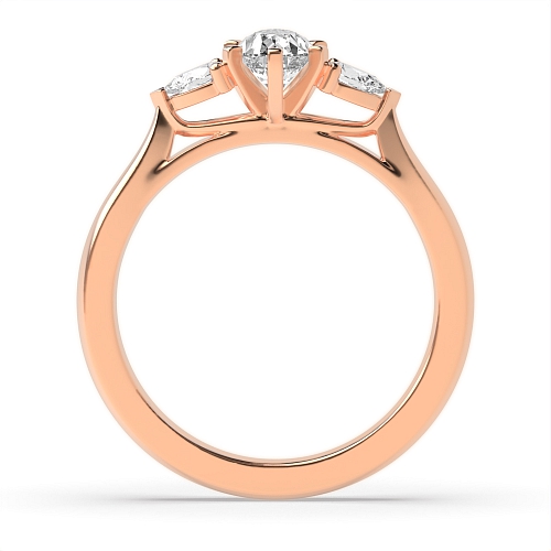 Prong Pear Rose Gold Unique Trilogy Diamond Rings