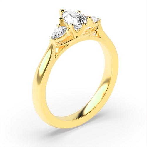 Prong Pear Yellow Gold Unique Diamond Rings