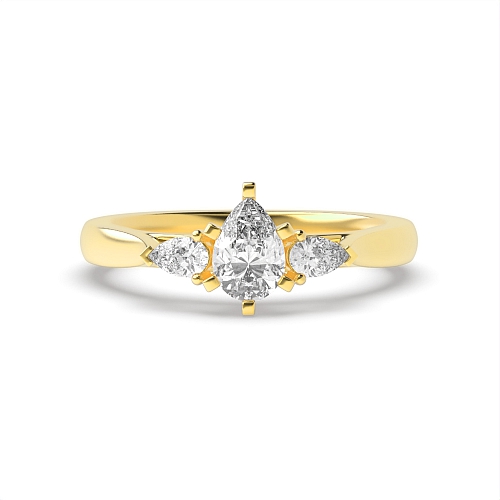 Prong Pear Yellow Gold Unique Diamond Rings