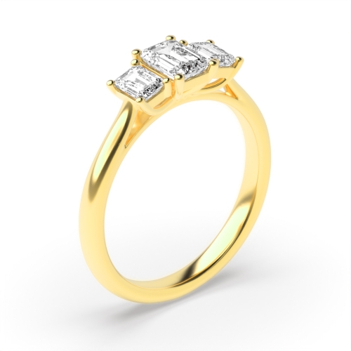 unique emerald cut diamond trilogy engagement rings for women