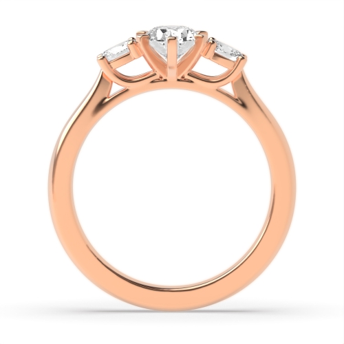 6 Prong Oval Rose Gold Unique Trilogy Diamond Rings